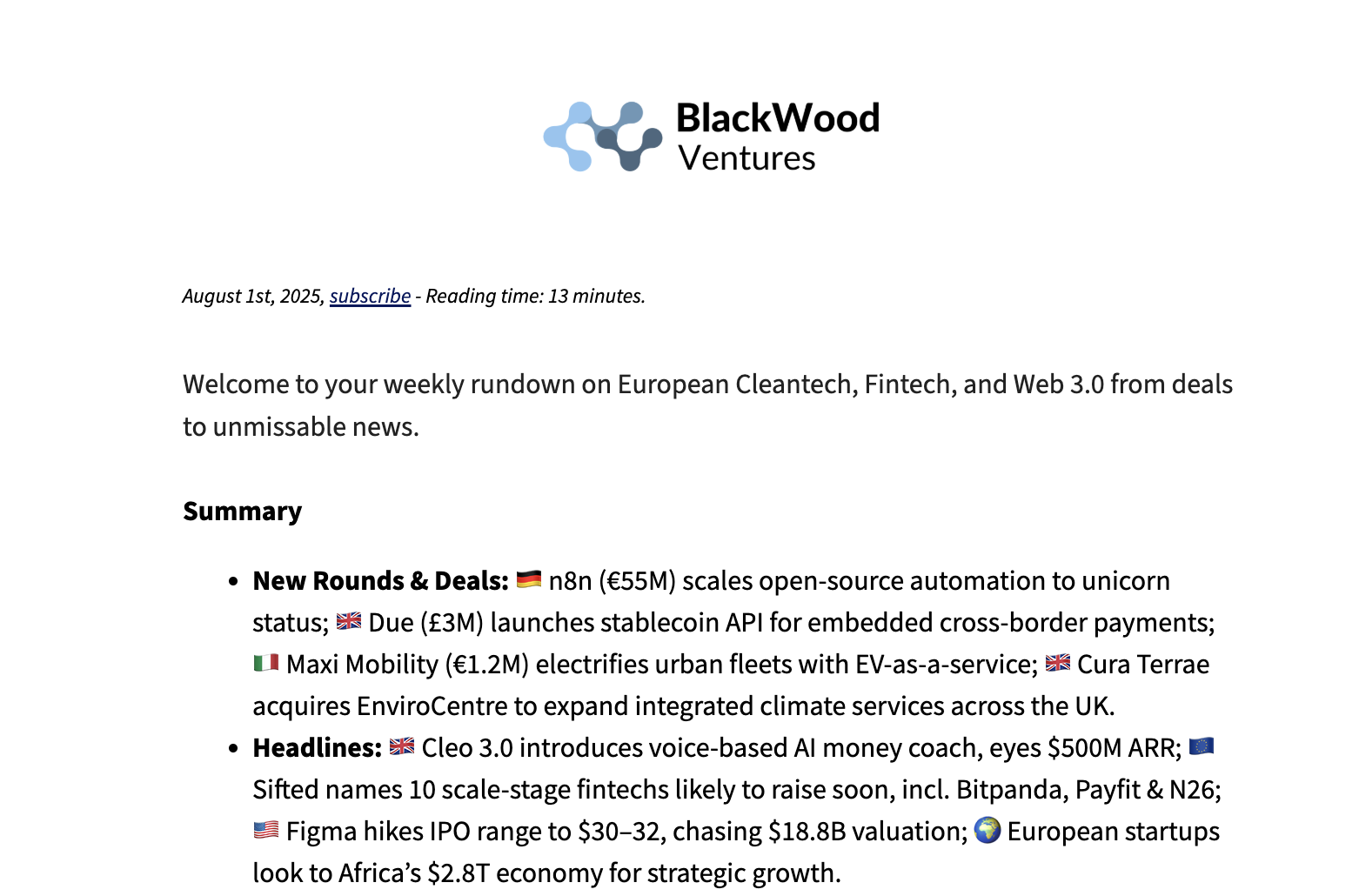 Week 31 - Industry Briefing 